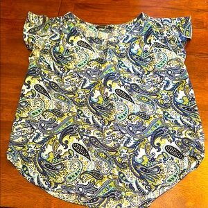 Papermoon Blue and Yellow Ruffled Blouse